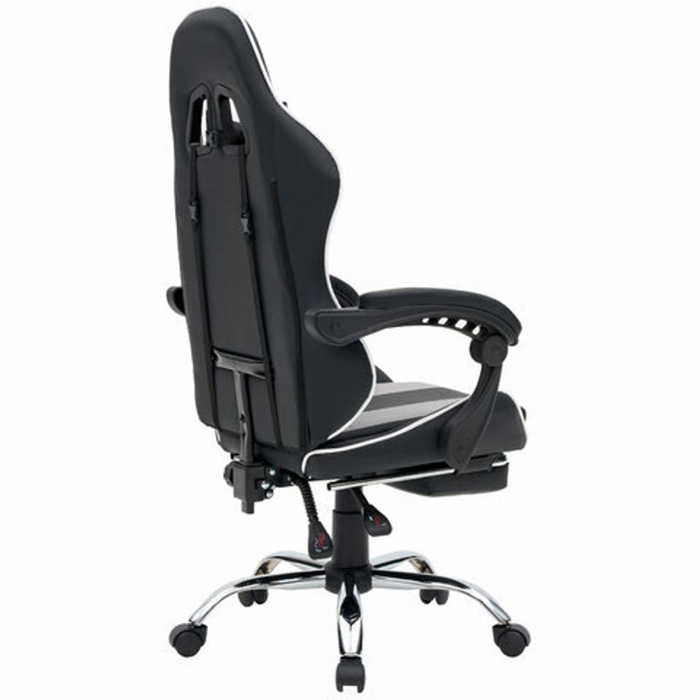 Кресло компьютерное CROMEX (КРОМЕКС) "Wave GM-145", вибромассаж, подножка, подушки, экокожа, черное/серое, 532956