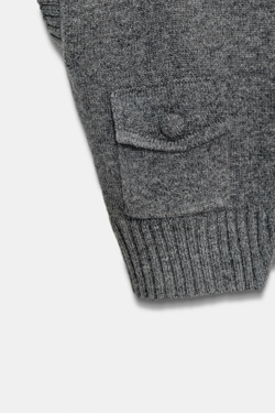 ZARA ТРИКОТАЖНЫЙ ЖИЛЕТ С ОБТЯЖНЫМИ ПУГОВИЦАМИ, СЕРЫЙ