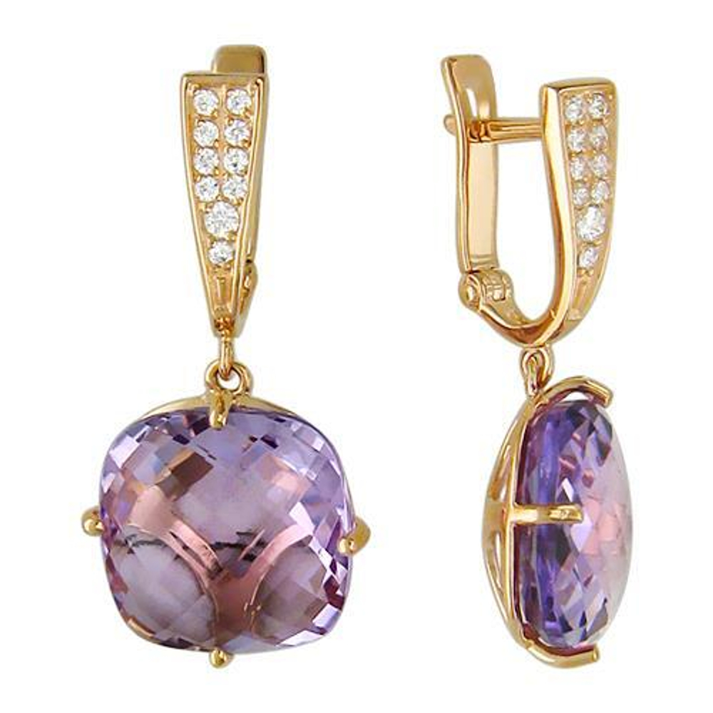Серьги с аметистом из красного золота 585 пробы JA-S-315078-2