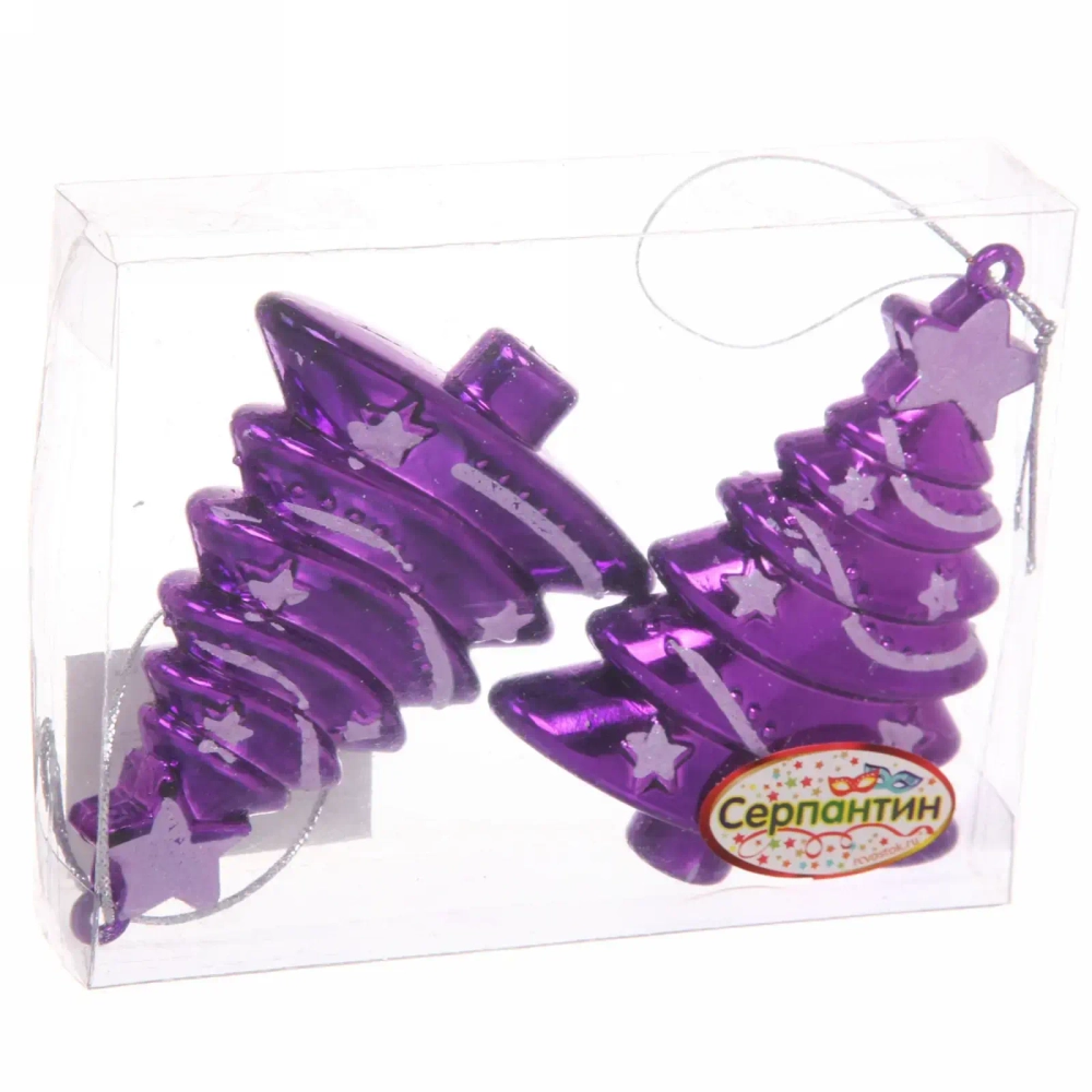 Елочные игрушки «Сказочная ёлочка» 8 см (набор 2 шт),Фиолетовый