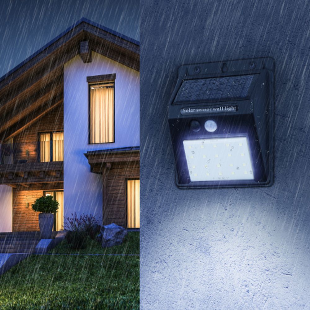 Светильник уличный ЭРА ERAFS064-04 настенный с датчиком движения на солнечной батарее 20LED 60 lm | Садовые фасадные светильники