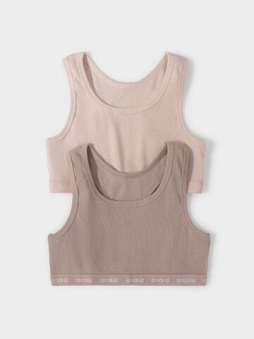 набор майка-топ  для девочки  К 1196-2уп/персиковый румянец,кофейный