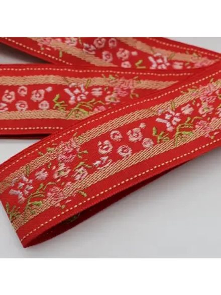 Тесьма жаккард, ш. 3,5 см, красный