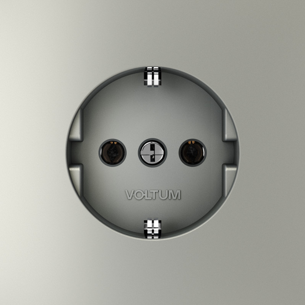 Розетка встраиваемая VOLTUM S70 с заземлением 16А, (сталь)