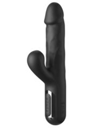 Черный силиконовый вибратор-кролик Sonix Silicone Thruster - 22 см.
