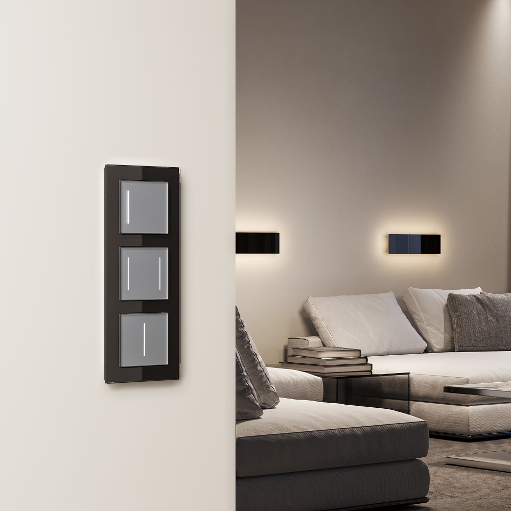 Умный сенсорный выключатель одноклавишный (серебряный)