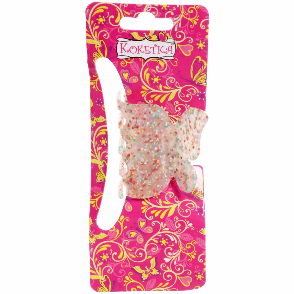 Заколка-краб для волос « ЭЙФОРИЯ ФЛО», нинель, микс 6 цветов, 4,7см (блистер Кокетка)