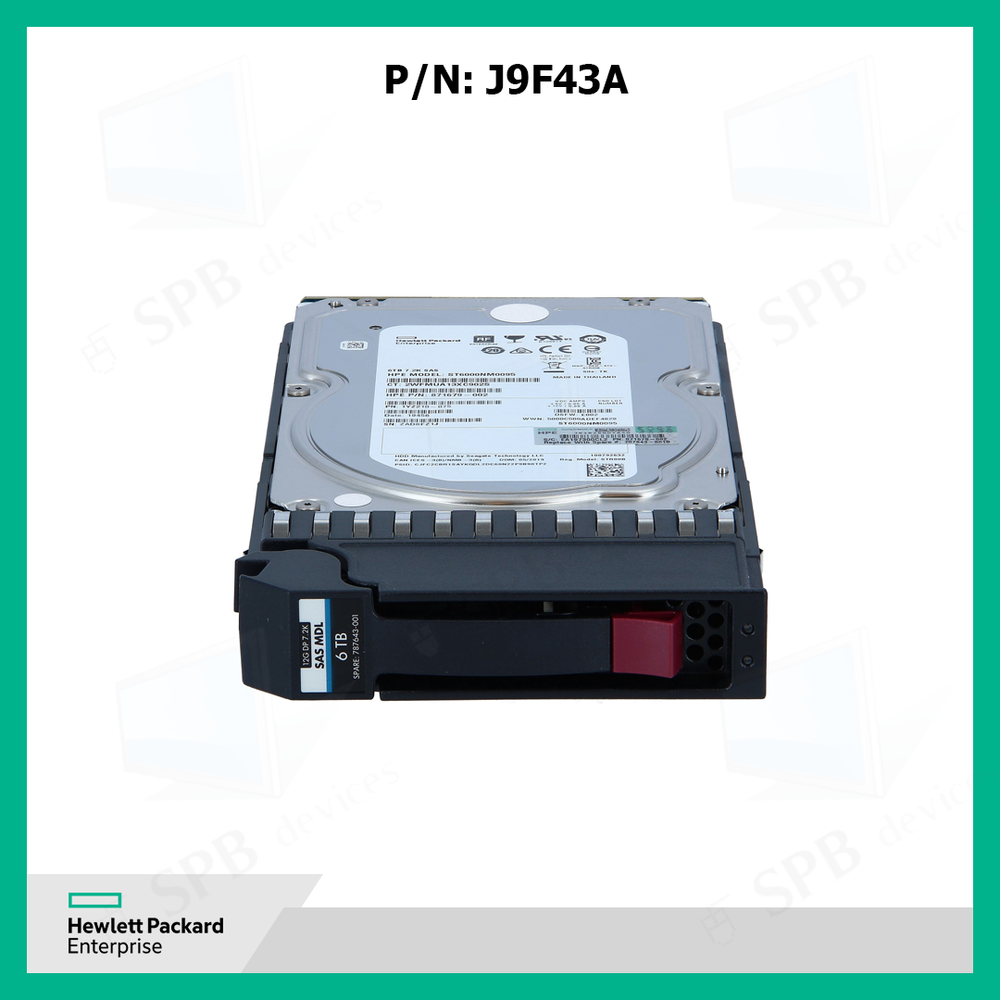 Жесткий диск HPE J9F43A 787643-001 6 TB Hard Drive - 3.5" Internal - SAS (12Gb/s SAS)
