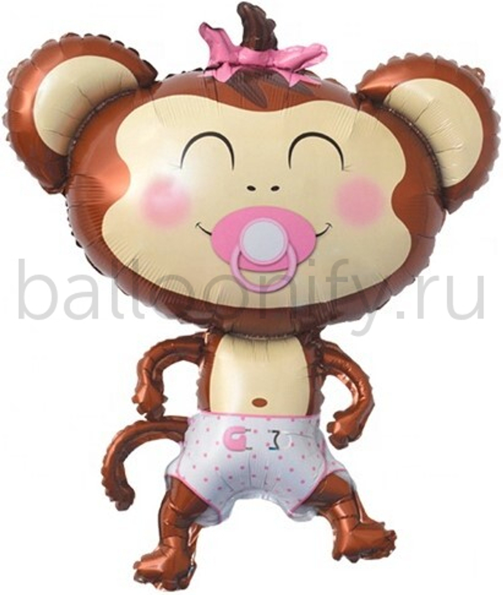 Шар (39''/99 см) Фигура, Обезьянка с соской (девочка), 1 шт.