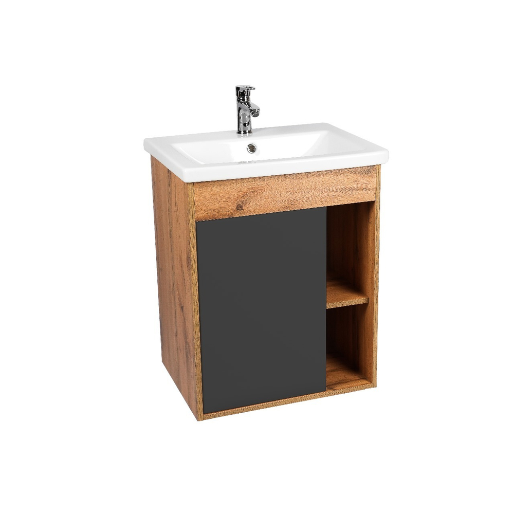 Тумба VIANT "Бостон" COMO 60 1 ств подвесная графит 430х560х620