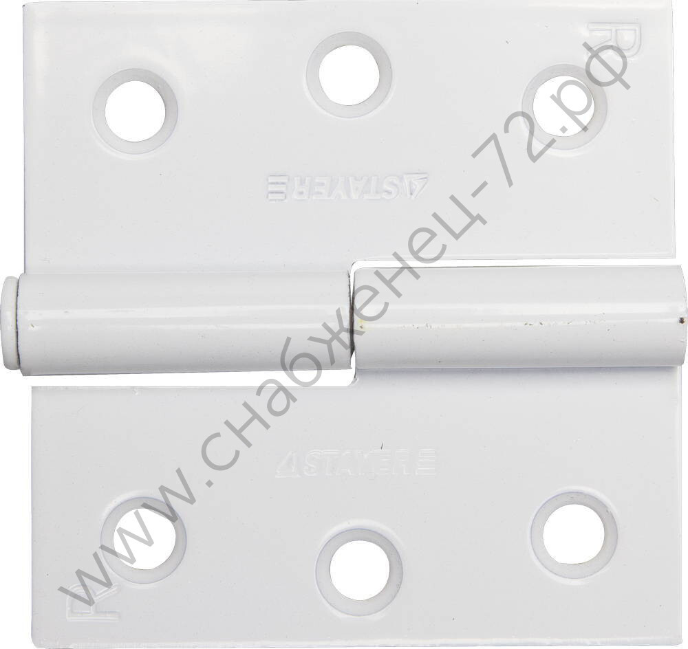 STAYER 75x75x2.4 мм, разъемная, правая, цвет белый цинк, карточная петля (37613-75-2R)