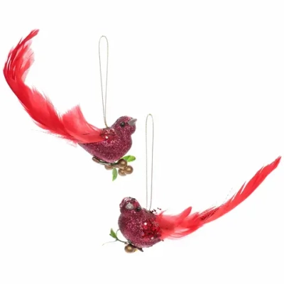 Украшение подвесное «Величественная птица» 18*4*5 см (набор 2шт.), Красный
