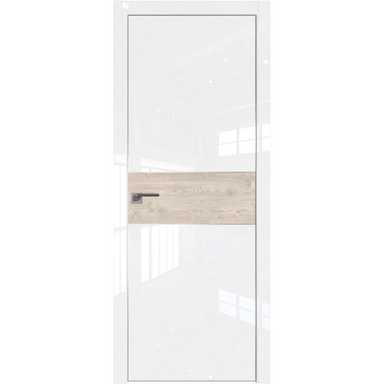 Межкомнатная дверь глянцевая Profil Doors 104LK белый люкс со вставкой