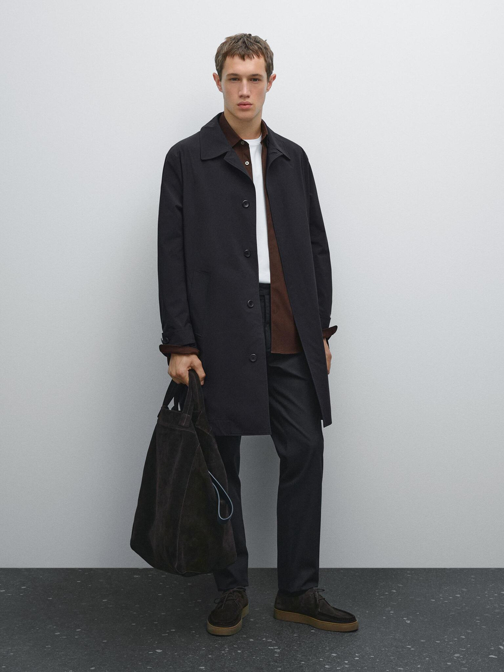 Massimo Dutti Зауженные брюки из смесового хлопка, черный