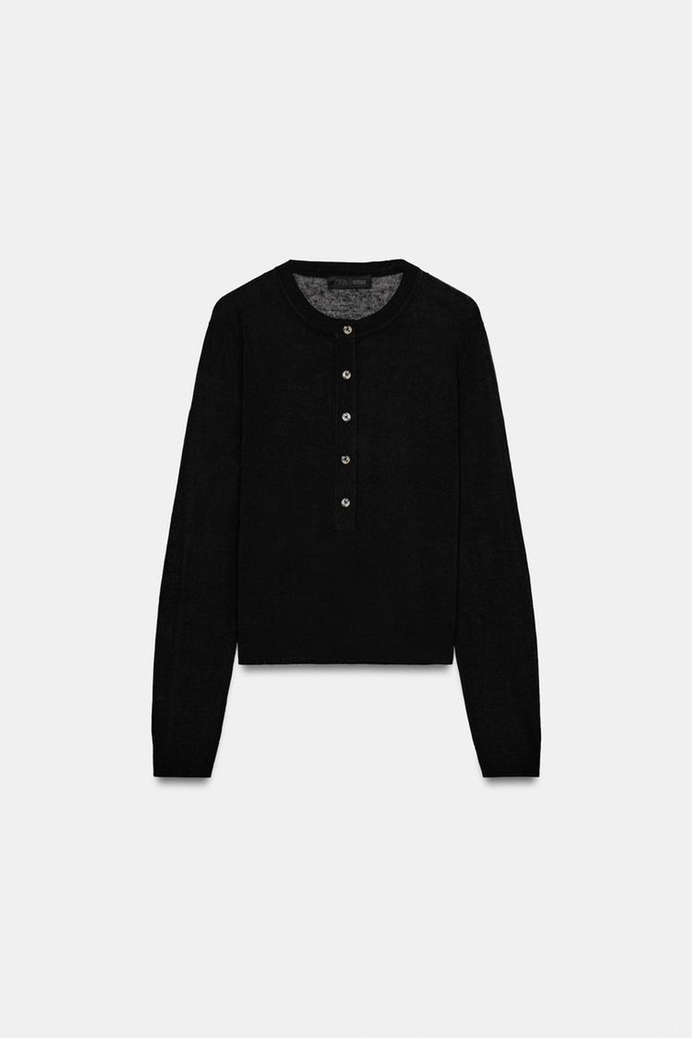 ZARA СВИТЕР НА ПУГОВИЦАХ, ЧЕРНЫЙ