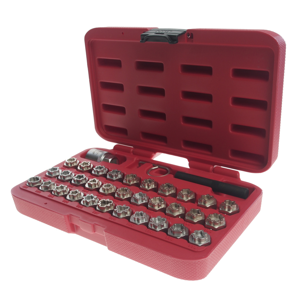 JTC-6747 - Набор головок для секретных болтов 35 предметов (MERCEDES) JTC - 
Предназначен для установки и снятия секреток.
Применение: Mercedes Benz.
Номер ММ: 301-332.