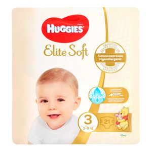 ПОДГУЗНИКИ HUGGIES 3 ELITE SOFT 5-9 КГ 21ШТ