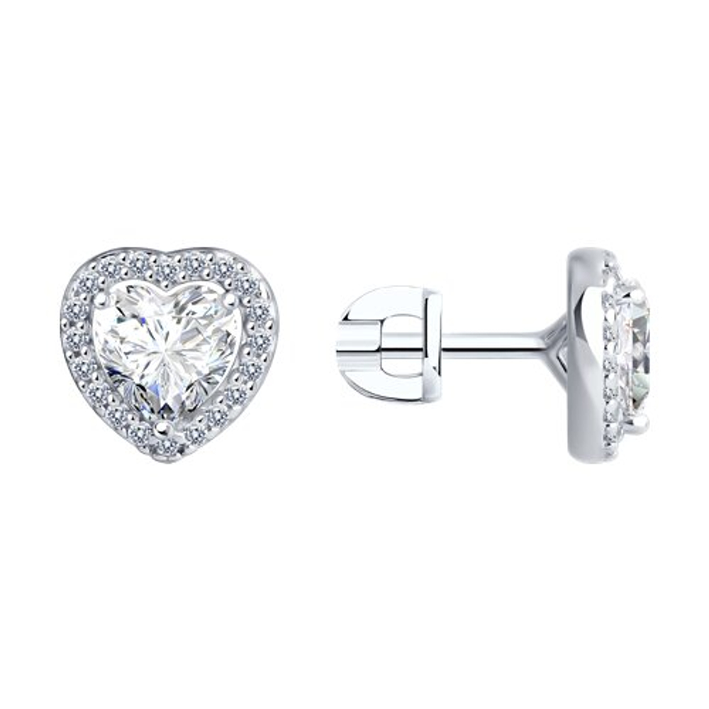 Серьги из серебра с фианитами