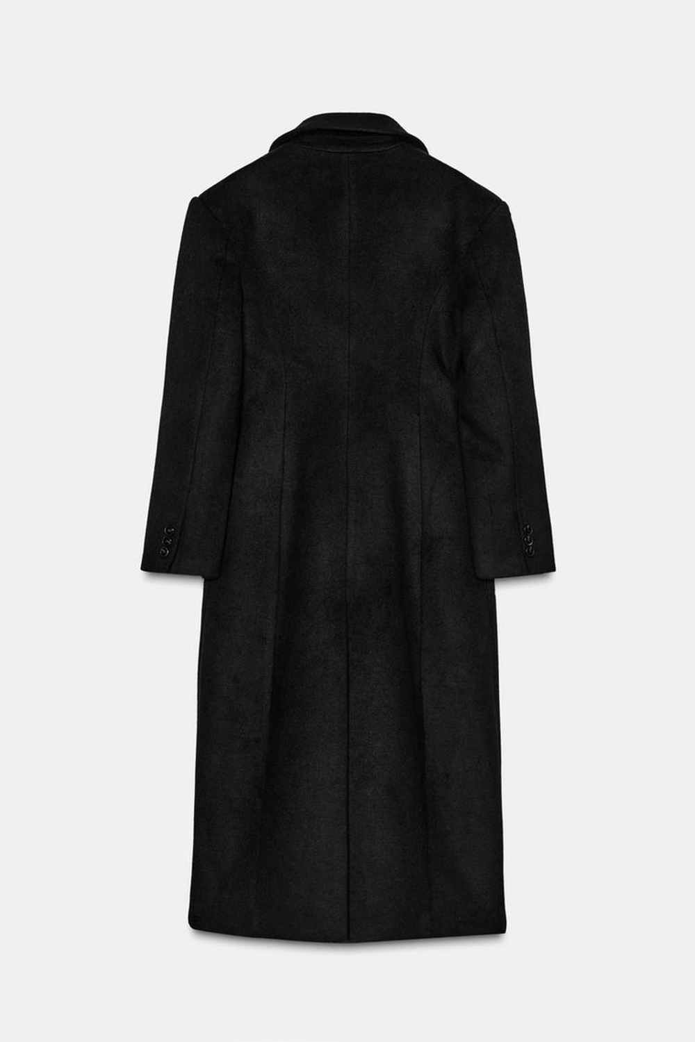 ZARA УДЛИНЕННОЕ ПАЛЬТО ИЗ СМЕСОВОЙ ШЕРСТИ, ЧЕРНЫЙ