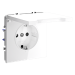 Розетка встраиваемая VOLTUM S70 с заземлением, защитными шторками и крышкой 16А, (белый глянцевый)