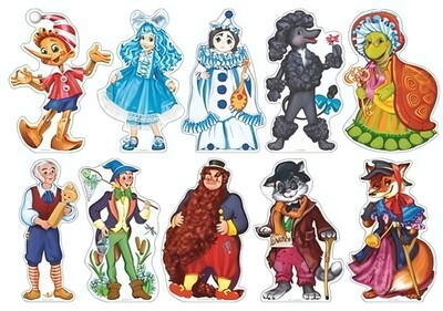 Комплект вырубных плакатов 10шт 170х255мм "Герои сказки. Золотой Ключик" (Сфера)