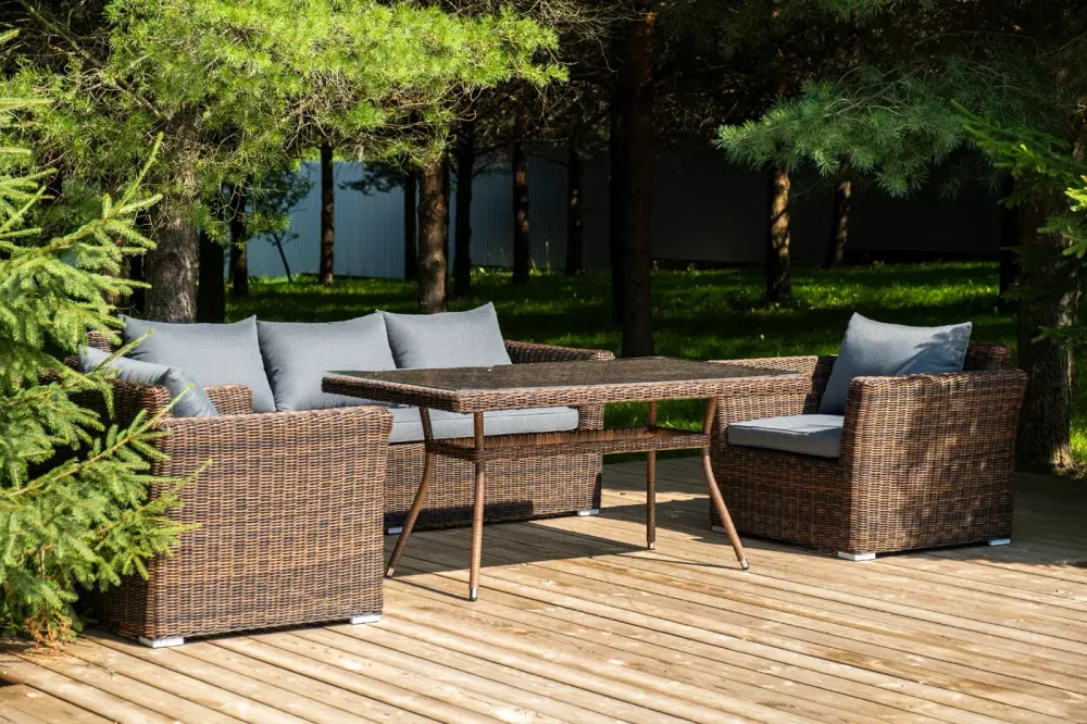 "Моккачино" обеденная группа из искусственного ротанга, цвет коричневый