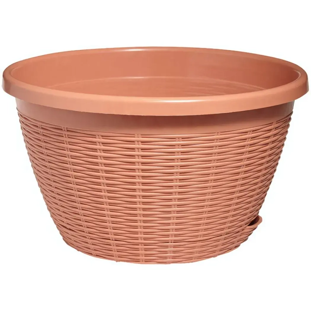 Кашпо для цветов пластиковое 4,5л d-27см Подвесное с поддоном Карамельный