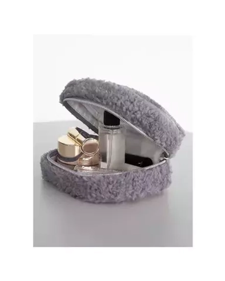 Косметичка LUCKY "Уютная" с шерпой, 15x6x10, 100%пэ, серый