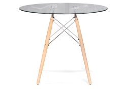 Стеклянный стол PT-151 80х76 clear glass / wood
