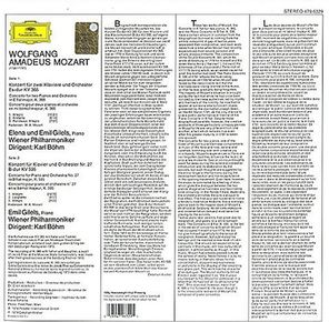 Emil Gilels, Elena Gilels, Vienna Philharmonic, Karl Bohm / Mozart: Piano Concerto In B Flat Major KV 595, Concerto For Two Pianos In E Flat Major KV 365 (LP)