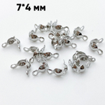 Каллоты, цвет серебро (родий), размер 7*4 мм, цена за 10 шт