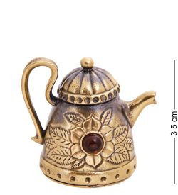AM-3584 Фигурка «Чайник с цветком» (латунь, янтарь)