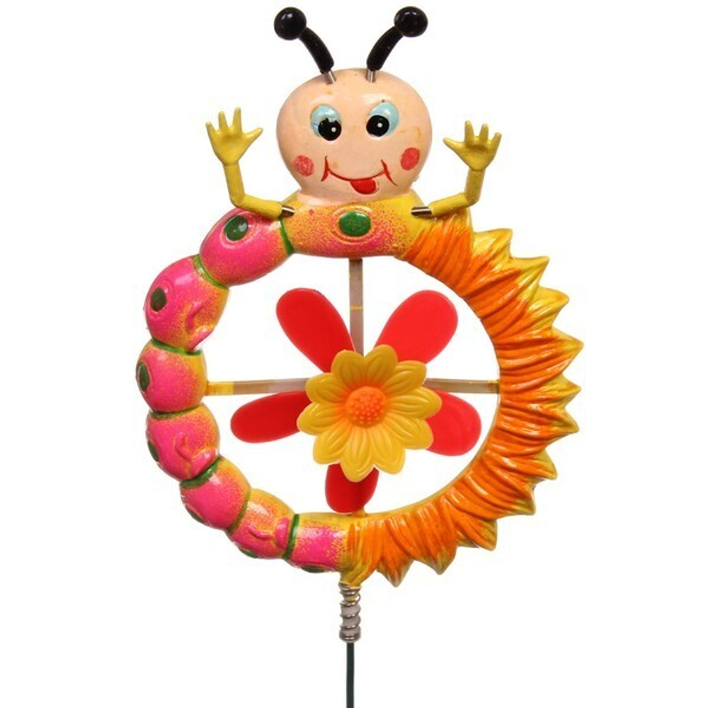 Фигура на спице «Летняя гусеница» 19*40см ветрячок для отпугивания птиц