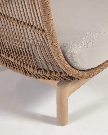 Трехместный уличный диван Catalina, бежевый корд, массив акации