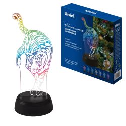 ULI-M506 RGB-3AA TIGER-BLACK Светильник декоративный с эффектом 3D Тигр. на батарейках 3AA не в-к. 1 светодиод. RGB свет. TM Uniel