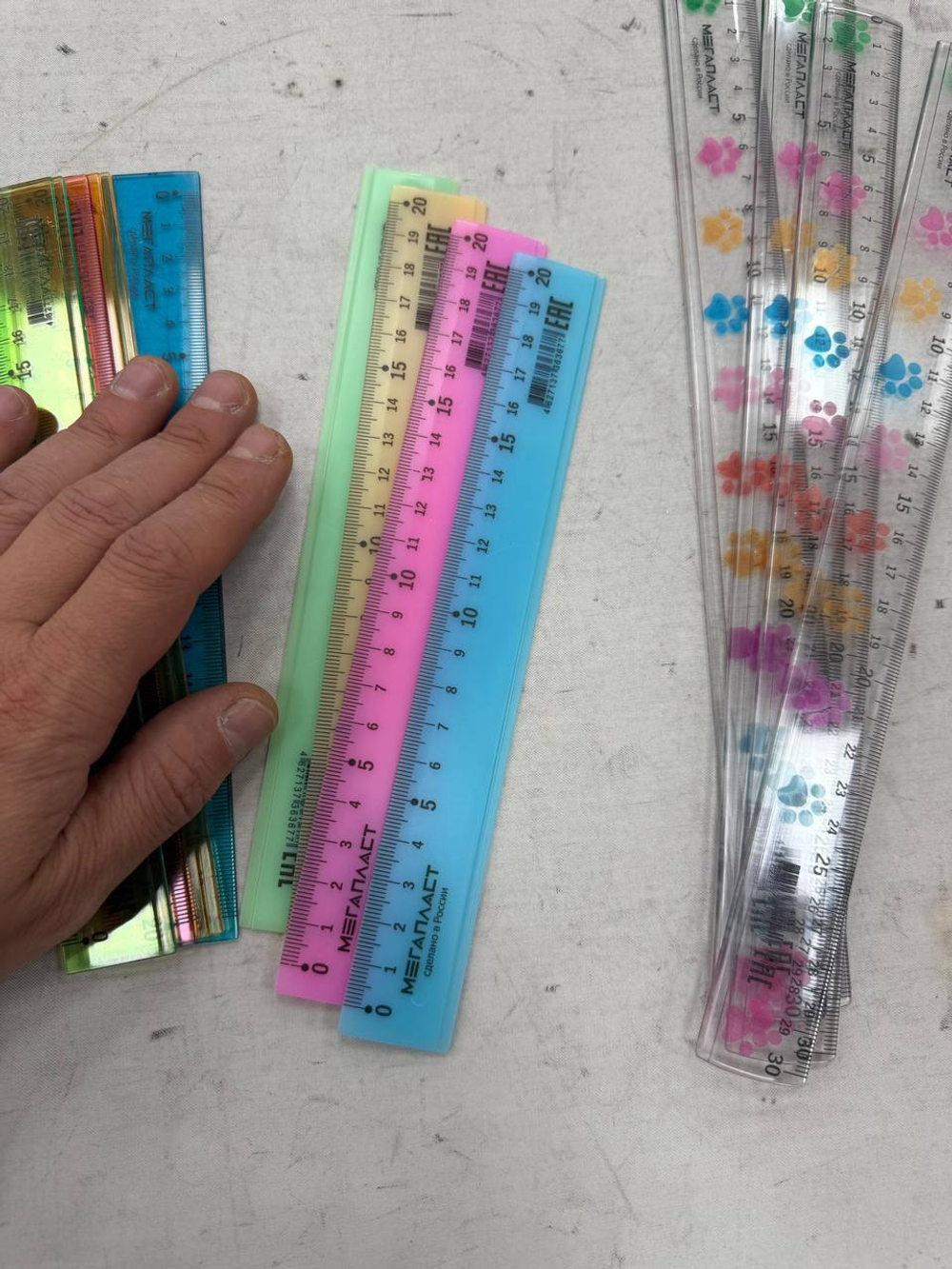 Линейка 20 см. пластиковая, 4 шт., пастельная ассорти