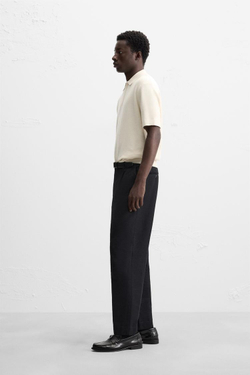 ZARA ПОЛО ПЛАТОЧНОЙ ВЯЗКИ С МОЛНИЕЙ, ЭКРЮ