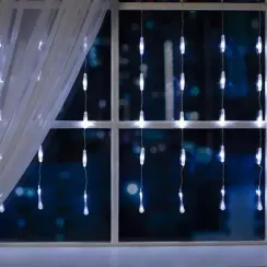 Гирлянда-занавес Капли 2.5*0.65 м., IP20, прозрачная нить, 50 LED, свечение белое, 8 режимов, 220 В., Luazon Lighting (3612411)