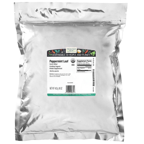 Frontier Co-op, органические просеянные листья перечной мяты, 453 г (16 унций)