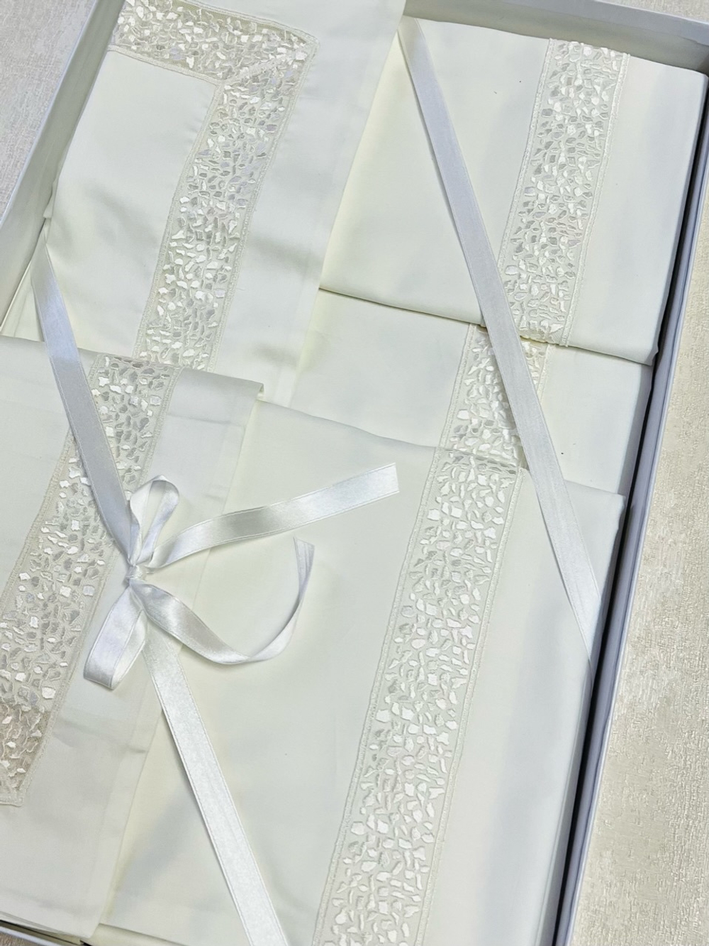 Постельное белье 2 спальное евро Emozioni Italiane Double шампань/белое