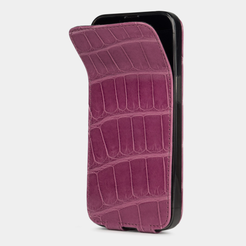 Чехол для iPhone 13 Pro из кожи крокодила розового цвета