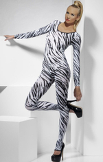 Сексуальный комбинезон с принтом зебры (Размер: S-M-L) (Цвет: белый с черным)
