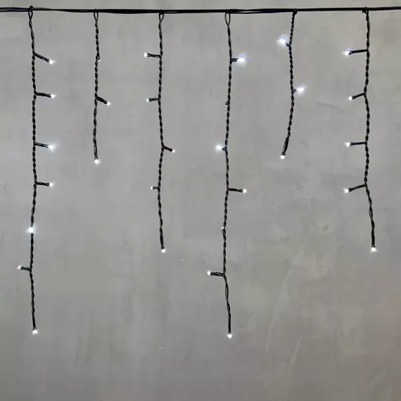 Гирлянда Бахрома 3,1*0,5 м., 24В., 150 холодных белых LED ламп, провод черный ПВХ, IP54, LTC (PIL150-11-1W)