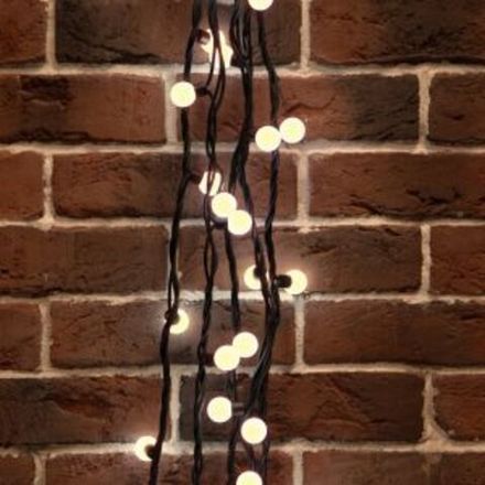 Гирлянда Мультишарики Ø23мм, 10м, 80 LED ТЕПЛЫЙ БЕЛЫЙ, черный Каучук, IP67, постоянное свечение, 230