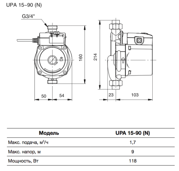 Повысительный насос Grundfos UPA 15-90 N