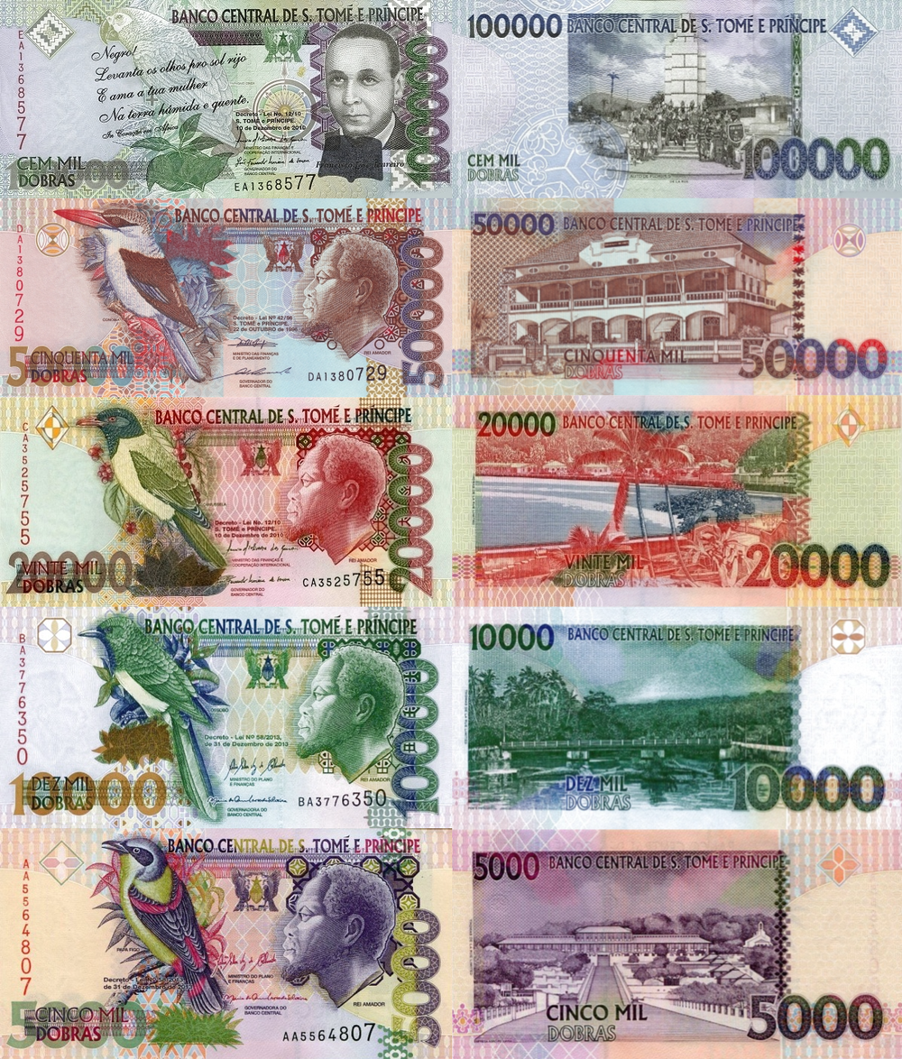 Сан-Томе и Принсипи 1996 - 2013 набор 5 банкнот UNC