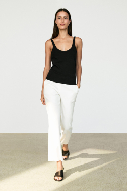 Massimo Dutti Брюки Kick Flare из льняной ткани, белый