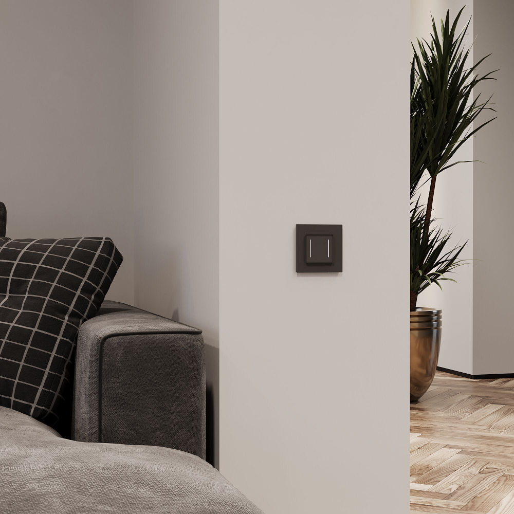 Умный сенсорный выключатель двухклавишный (черный)