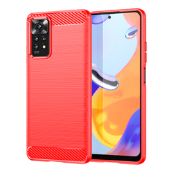 Мягкий чехол красного цвета в стиле карбон для Xiaomi Redmi Note 11 Pro и Redmi Note 12 Pro 4G, серия Carbon от Caseport