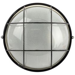 Светильник ЭРА НБП 03-100-002 Акватермо алюминий/стекло решетка IP54 E27 max 100Вт D240 круглый черный | Светильники ЖКХ РБ